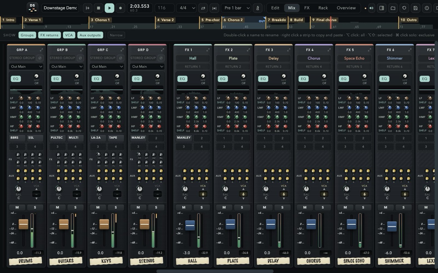 Groups, aux outputs and the master